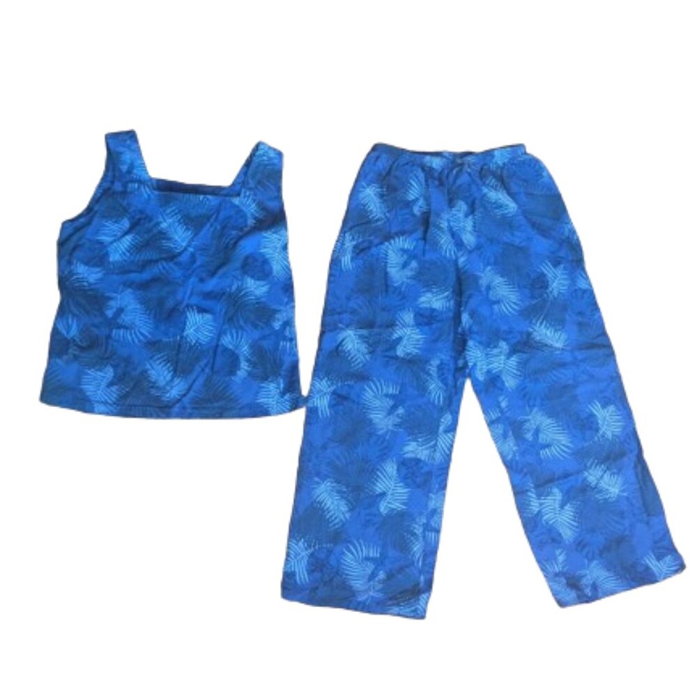 VINTAGE Blue Two Piece Summer Tank and Pants Set Size Medium